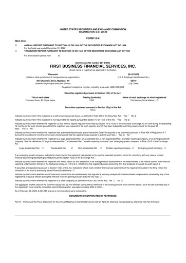 Thumbnail First Business Financial Services 10-K Annual Report 2022