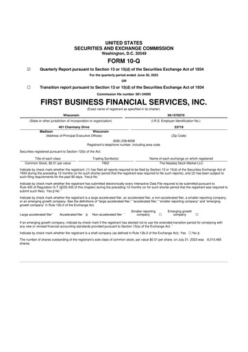 Thumbnail First Business Financial Services 10-Q Quarterly Report FY2023 