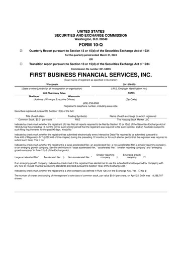 Thumbnail First Business Financial Services 10-Q Quarterly Report FY2024 