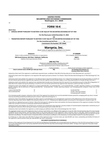 Thumbnail Marqeta 10-K Annual Report 2022