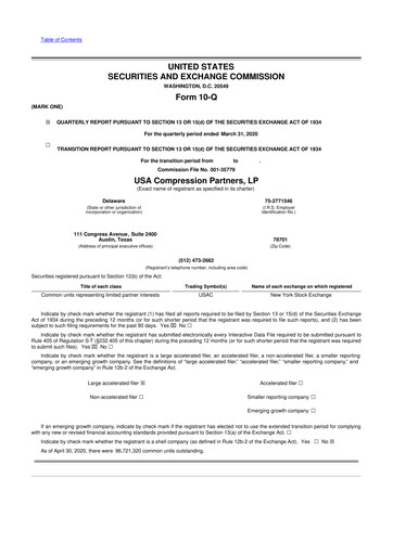 Thumbnail USA Compression Partners
 10-Q Quarterly Report FY2020 