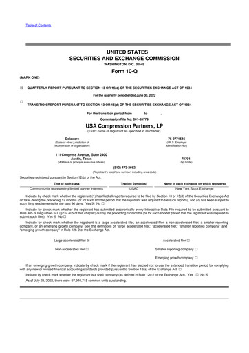 Thumbnail USA Compression Partners
 10-Q Quarterly Report FY2022 