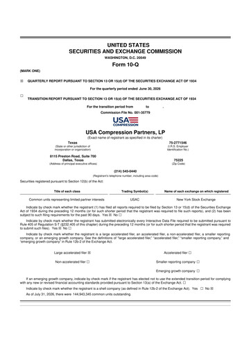 Thumbnail USA Compression Partners
 10-Q Quarterly Report FY2026 