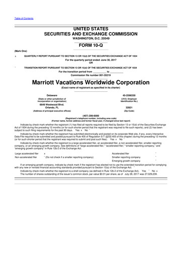 Thumbnail Marriott Vacations Worldwide 10-Q Quarterly Report FY2017 