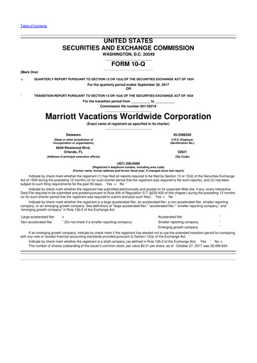 Thumbnail Marriott Vacations Worldwide 10-Q Quarterly Report FY2017 