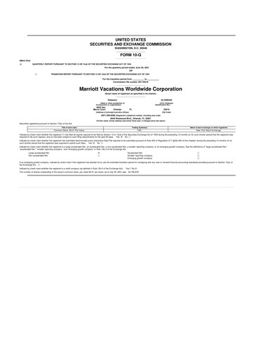 Thumbnail Marriott Vacations Worldwide 10-Q Quarterly Report FY2021 