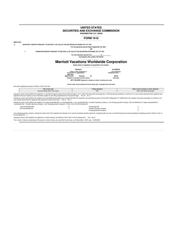 Thumbnail Marriott Vacations Worldwide 10-Q Quarterly Report FY2021 