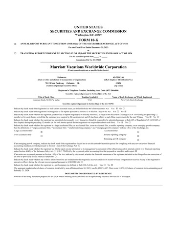 Thumbnail Marriott Vacations Worldwide 10-K Annual Report 2023