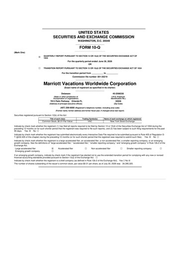 Thumbnail Marriott Vacations Worldwide 10-Q Quarterly Report FY2026 