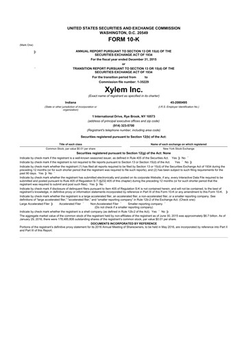 Thumbnail Xylem 10-K Annual Report 2015