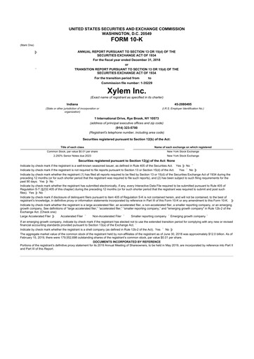 Thumbnail Xylem 10-K Annual Report 2018