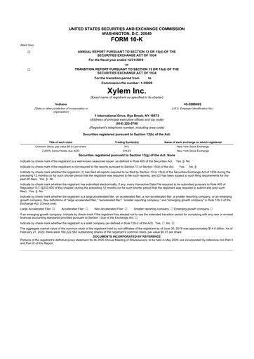 Thumbnail Xylem 10-K Annual Report 2019