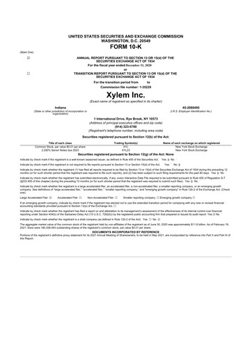 Thumbnail Xylem 10-K Annual Report 2020