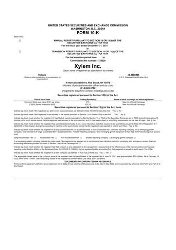 Thumbnail Xylem 10-K Annual Report 