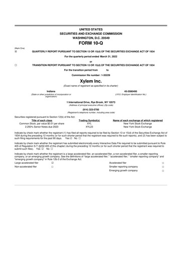 Thumbnail Xylem 10-Q Quarterly Report FY2021 