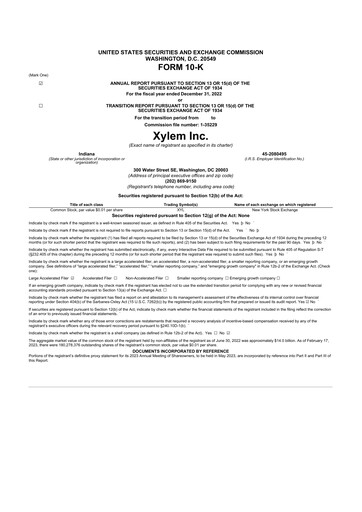 Thumbnail Xylem 10-K Annual Report 2022