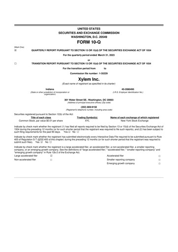 Thumbnail Xylem 10-Q Quarterly Report FY2023 