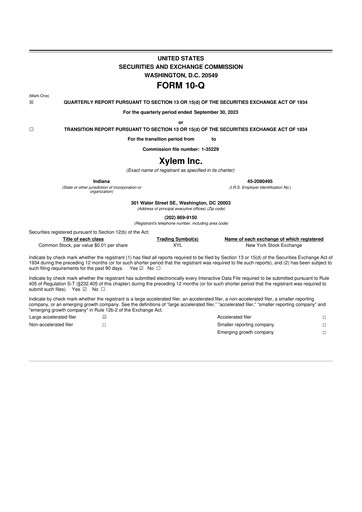 Thumbnail Xylem 10-Q Quarterly Report FY2023 