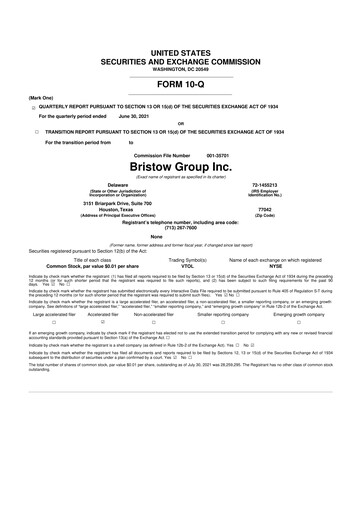 Miniature Bristow Group 10-Q Rapport trimestriel 2022 