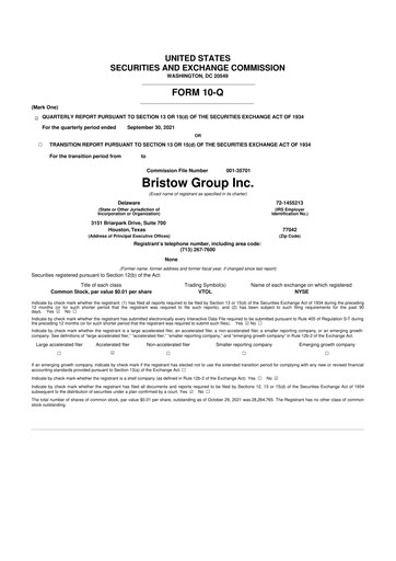 Miniature Bristow Group 10-Q Rapport trimestriel 2022 