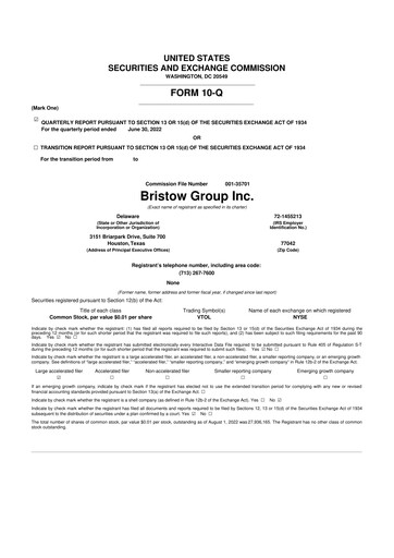 Miniature Bristow Group 10-Q Rapport trimestriel 2023 