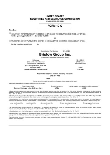 Miniature Bristow Group 10-Q Rapport trimestriel 2023 