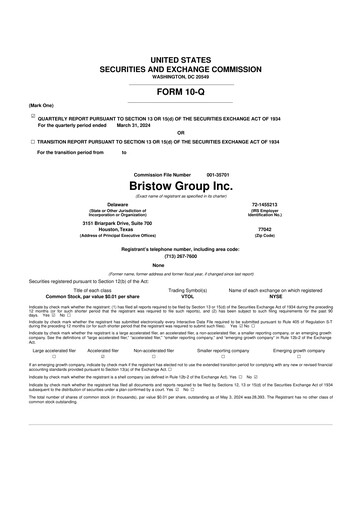 Miniature Bristow Group 10-Q Rapport trimestriel 2024 