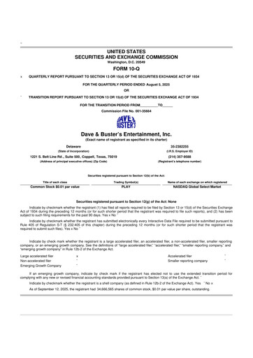Miniature Dave & Buster's
 10-Q Rapport trimestriel 2025 