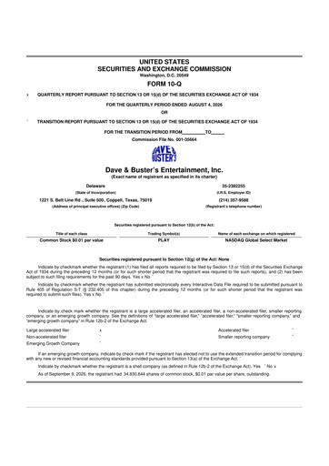 Thumbnail Dave & Buster's
 10-Q Quarterly Report FY2026 