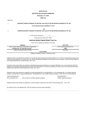 Thumbnail Global Net Lease
 10-Q Quarterly Report FY2013 
