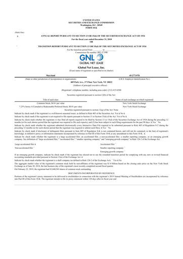 Thumbnail Global Net Lease
 10-K Annual Report 2018