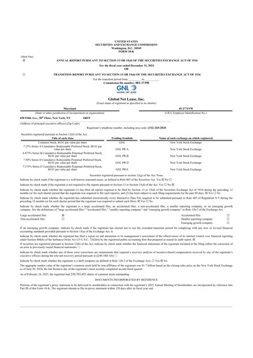 Thumbnail Global Net Lease
 10-K Annual Report 2024