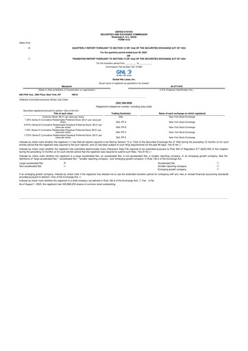 Thumbnail Global Net Lease
 10-Q Quarterly Report FY2025 