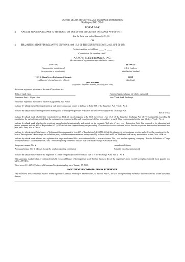 Thumbnail Arrow Electronics
 10-K Annual Report 2011