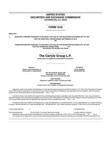 Thumbnail Carlyle Group 10-Q Quarterly Report FY2016 