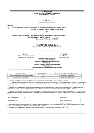 Thumbnail Carlyle Group 10-Q Quarterly Report FY2019 