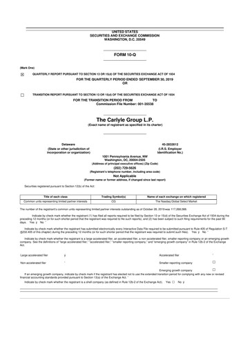 Thumbnail Carlyle Group 10-Q Quarterly Report FY2019 