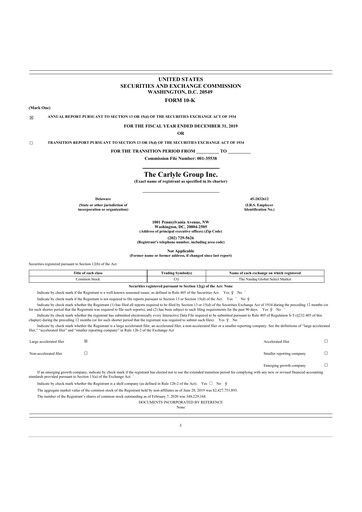 Thumbnail Carlyle Group 10-K Annual Report 2019
