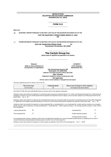 Thumbnail Carlyle Group 10-Q Quarterly Report FY2020 