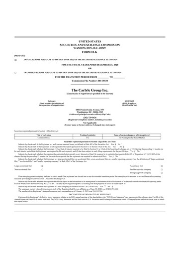 Thumbnail Carlyle Group 10-K Annual Report 2020