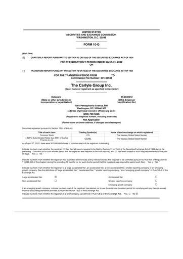 Thumbnail Carlyle Group 10-Q Quarterly Report FY2022 