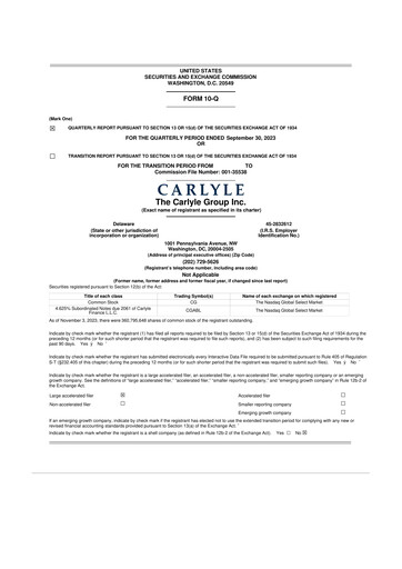Thumbnail Carlyle Group 10-Q Quarterly Report FY 