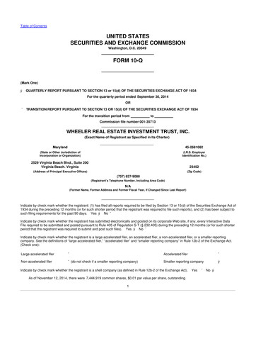 Thumbnail Wheeler Real Estate Investment Trust 10-Q Quarterly Report FY2014 