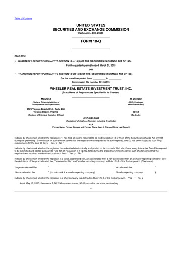 Thumbnail Wheeler Real Estate Investment Trust 10-Q Quarterly Report FY2015 