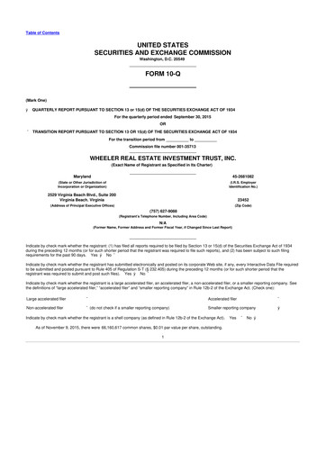 Thumbnail Wheeler Real Estate Investment Trust 10-Q Quarterly Report FY2015 