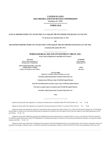 Thumbnail Wheeler Real Estate Investment Trust 10-K Annual Report 2015