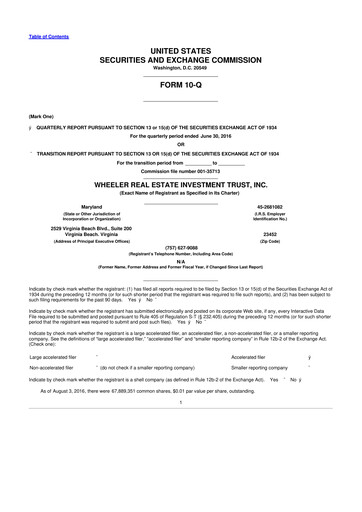 Thumbnail Wheeler Real Estate Investment Trust 10-Q Quarterly Report FY2016 