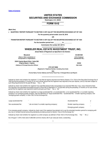 Thumbnail Wheeler Real Estate Investment Trust 10-Q Quarterly Report FY2018 
