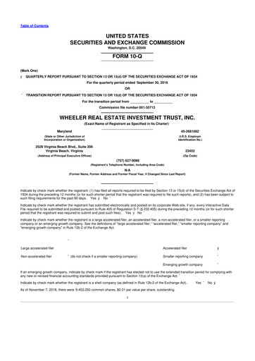 Thumbnail Wheeler Real Estate Investment Trust 10-Q Quarterly Report FY2018 