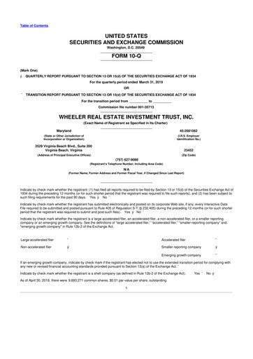 Thumbnail Wheeler Real Estate Investment Trust 10-Q Quarterly Report FY2019 